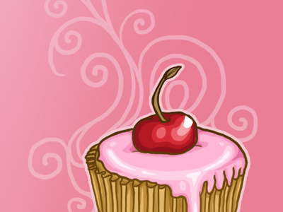 Cupcake cherry cream cupcake illustration vector
