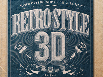 Retro Style 3d Tools - Photoshop Actions 3d action actions halftone logo pattern patterns retro shape text typography vintage