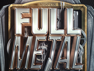 Full Metal Package Dribbble Shot 3d chrome effect gold golden logo metal metallic photorealistic silver styles text