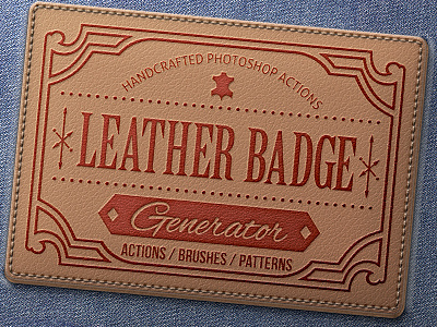 Leather Badge Generator - Photoshop Actions action branding clothing design effect embossed leather pressed printed stitch suede typography