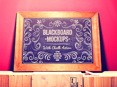 Blackboard Chalkboard Mock Ups With Chalk Action black board chalk chalk board design effect hand drawn logo mock up mockups sketch smartobject text