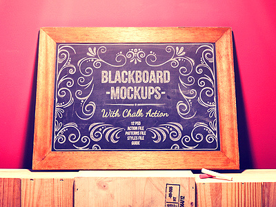 Blackboard Chalkboard Mock Ups With Chalk Action