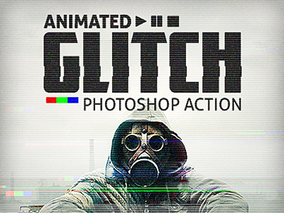 Animated Glitch - Photoshop Action animation distortion disturb effect gif glitch interference photo retro rgb timeline video