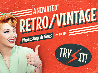 Animated Retro Vintage Film - Photoshop Actions effect gif hipster logo loop movie photo style tv video vintage