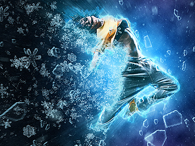 Ice Nova - Photoshop Action add on cold dispersion effect explosion filter frozen snow storm style winter