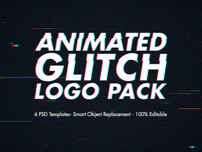 Animated Glitch Logo Pack - Photoshop Templates animation banner effect gif glitches mockup opener timeline titles video
