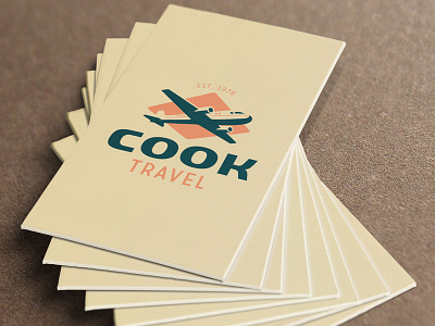 Retro Travel Agent airplane booking brand identity business card logo travel vacation