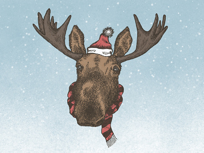 The Holiday Moose antlers hat holidays illustration moose scarf texture winter