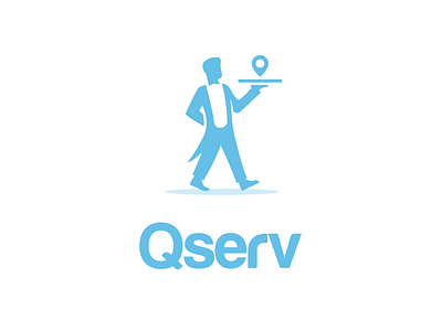Qserv brand branding geolocalisation identity logo man service silhouette street waiter walk walking