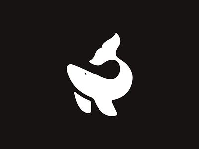 Whale black logo negative simple whale