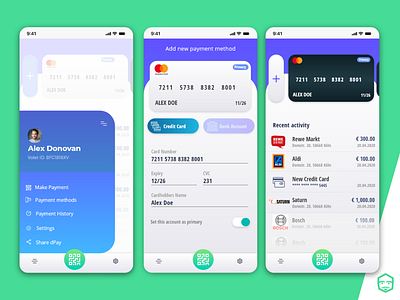 QR payments app app design ui ux
