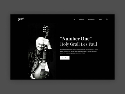 Jimmy Page "Number one" Les Paul design flat guitar landing page landingpage minimalism