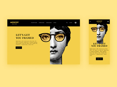 Responsive landing page for Moscot eyewear app art branding design flat minimal responsive design responsive web design