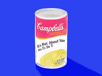 Campbell's bold bright can ego food food packaging illustration illustration digital illustrations pink and blue procreate sarcastic soup soup can truth