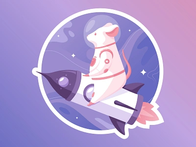 S P A C E R A T astronaut holographic holographic foil illustration outerspace planet rat rocket rocketship space space rat space sticker sticker