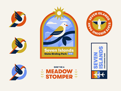 Seven Islands State Park Badges badge birds illustration knoxville logo nature park tennessee wildlife