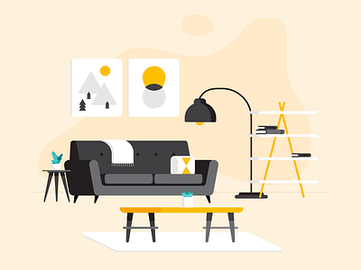 Living room transitions animation couch family room furniture gif home illustration interior design knoxville lamp living room