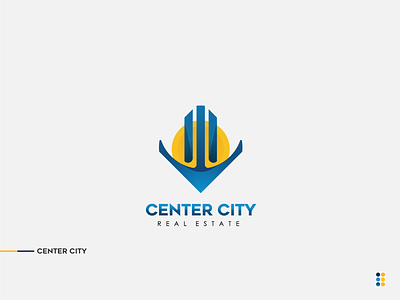 Center City LOGO arabic logo blue blue logo design logo mark modern vector yellow yellow logo