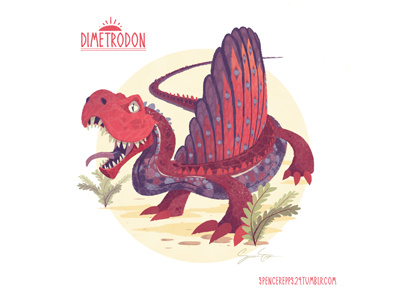 Dimetrodon art design dinosaur illustration book
