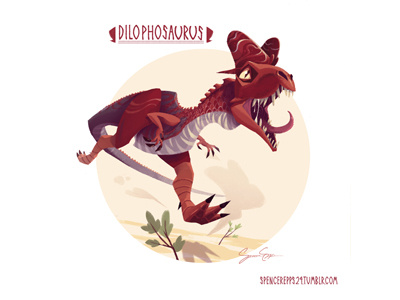 Dilophosaurus art book design dinosaur illustration