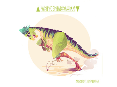Pachycephalosaurus art design illustration dinosaur book