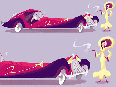 Cruella De Vil and her sweet ride. 101dalmatians car characterdesign cruelladevil disney illustration