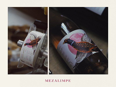 Mezalimpe branding crafty feather illustration pheasant winelabel