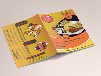restaurant  menu card front back