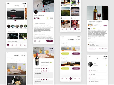 Wine course booking app app booking education rating ui ux wechat mini program wine