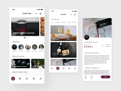 Wine course app app course education ui ui design ux wechat mini program wine