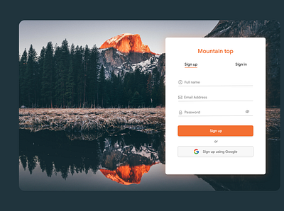 Mountain top - Sign up register signup ui ux web xd design