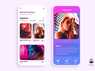 Fashion Models App app design fashion paris ui xd design