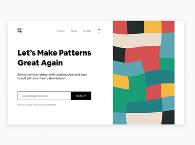 LetsPattern design figma geometry hero illustration landing landing page pattern ui web