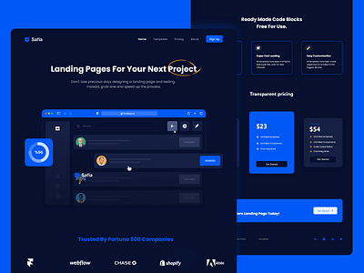 Safia - A SaaS Landing Page design landing page ui ux web xd design