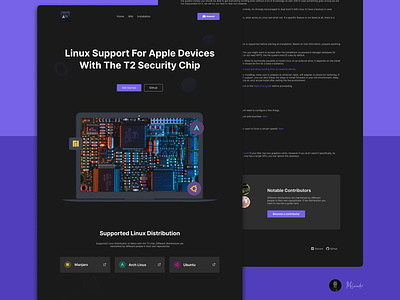 Landing page redesign for t2Linux.org apple design designer freelance landing linux redesign t2linux ui ux web