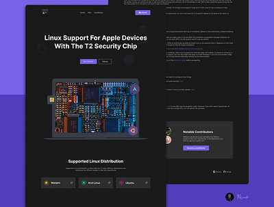 Landing page redesign for t2Linux.org apple design designer freelance landing linux redesign t2linux ui ux web