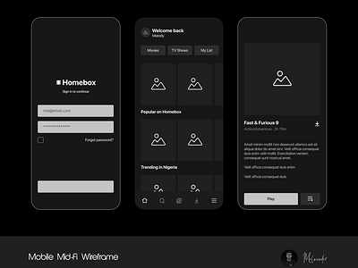 Mobile Mid-Fi wireframe