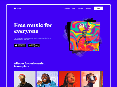 Huba - Online Music Streaming - Landing Page branding design designer figma landing music music streaming songs streaming ui ux web xd design