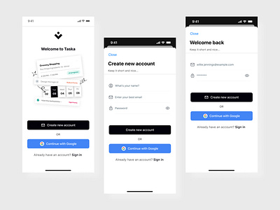 Taska - Task Management App (Onboarding) android app design ios mobile mobile app onboarding task task management taska ui