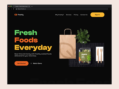 Freshly Concept branding cook design designer food food startup fresh fresh food friendly illustration landing logo ui ux web