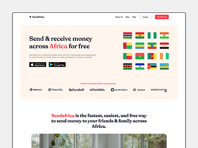 Sendafrica - Fintech Website Concept