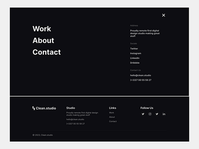 Clean.studio - Fullscreen menu & Footer