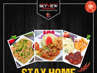 Skyview Restaurant Food Delivery Post Design. banner design branding design graphic design post design