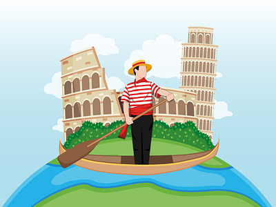 Italy. Italian book character concept country cover design flat illustration italy man vector web world