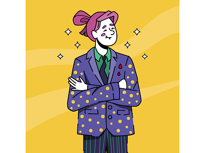 Suit character colorful concept design flat illustration line magic magical pink purple suit vampire vector web woman