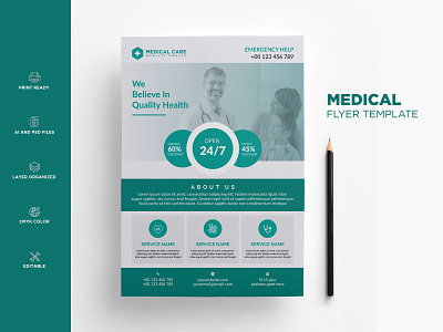 Medical Flyer Template agency carehealth clean clinic corporate flyer creative design flyer flyer template health hospital marketing medical flyer minimal multipurpose nurse