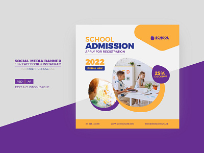 School Admissoin Social Media Marketing Template