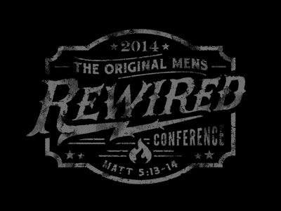 ReWried apparel conference distressed lockup merch rewired shield vintage