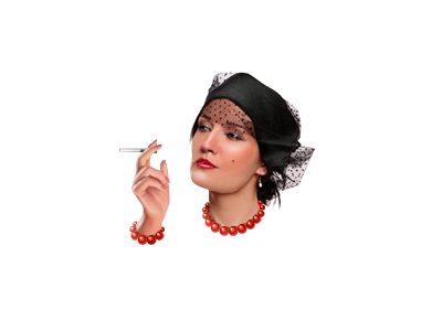Smoking Lady 50s charm cigarette hand hat head icon illustration jti people veil woman