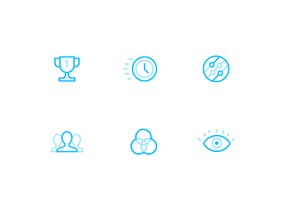 Icons audience clock cup effectiveness eye outline reaction science team technology transparency view